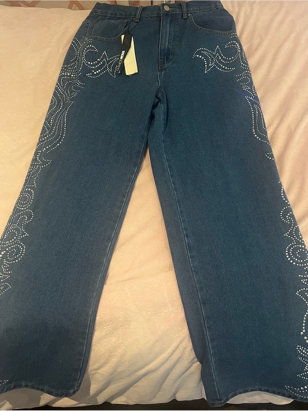 Out West Embellished Straight Leg Jeans - Dark Wash